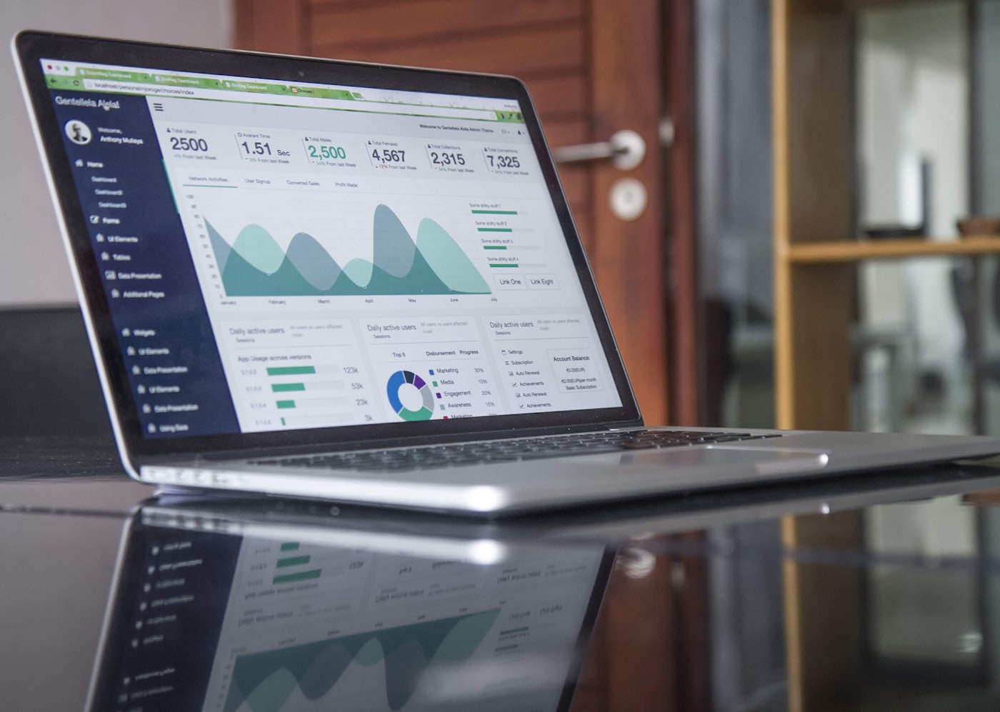 Tableau de bord d'analyse de trafic et de référencement affiché sur un ordinateur portable
