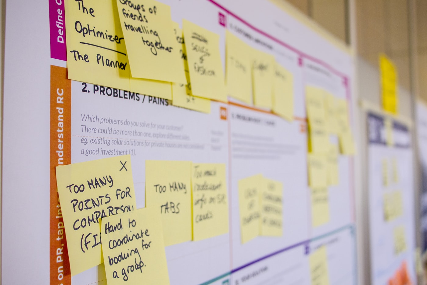 Planche de travail UX avec notes de conception pour un projet de webdesign